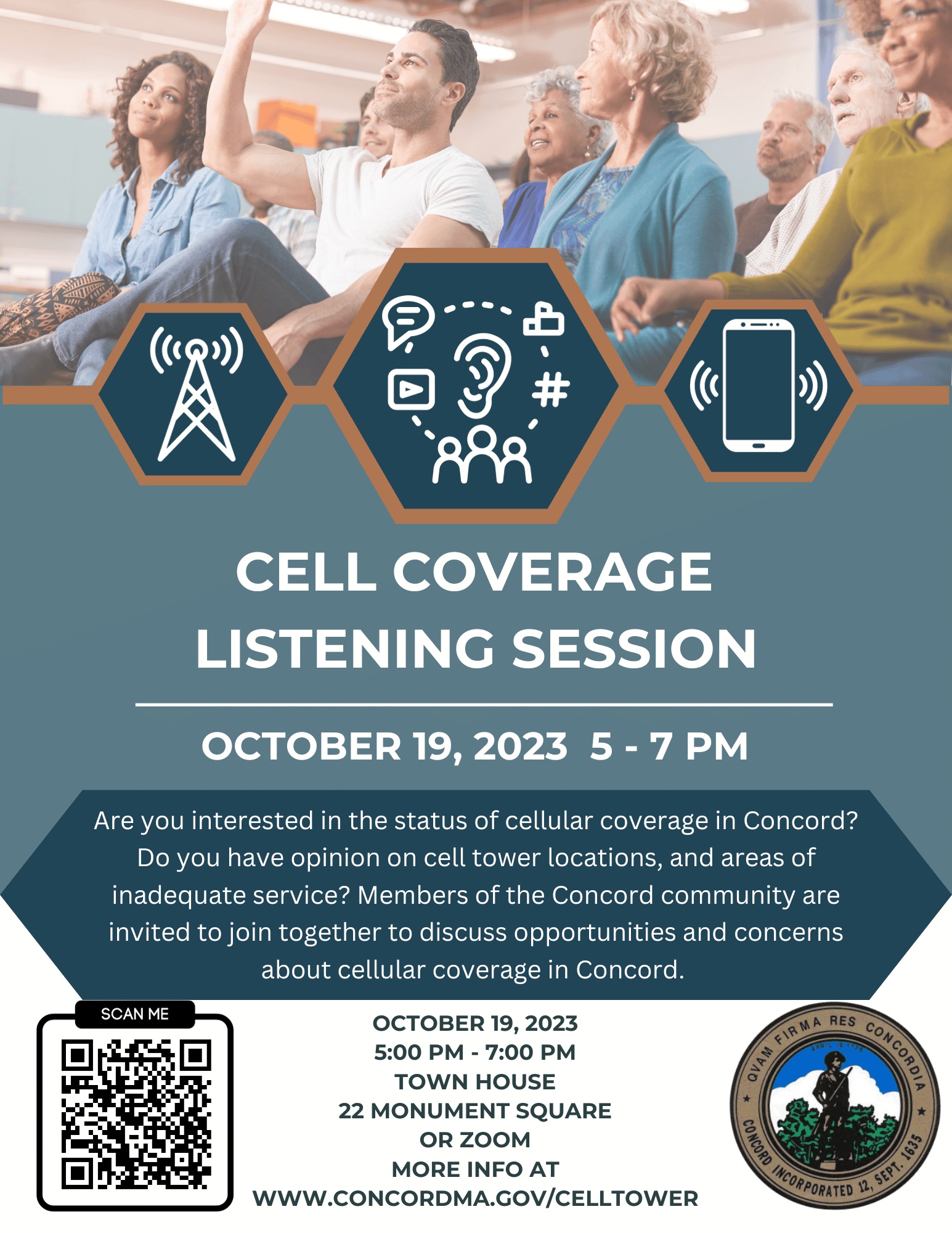 Cell Tower, Listening, people at a meeting - Oct. 19, 2023 5 - 7 PM