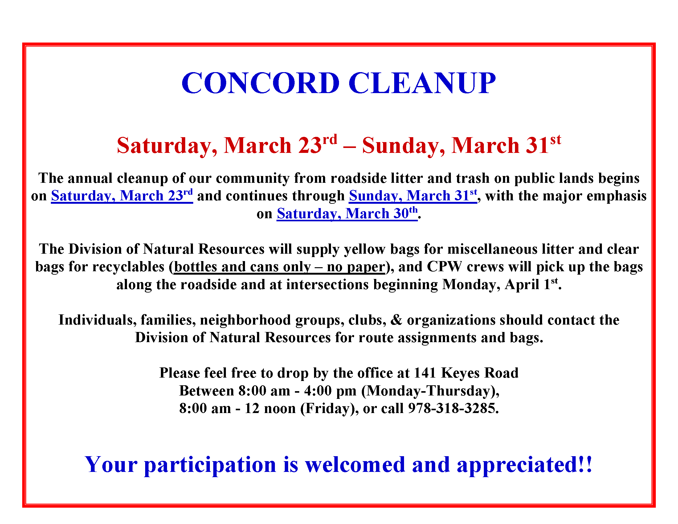 2024 Spring Cleanup Announcement