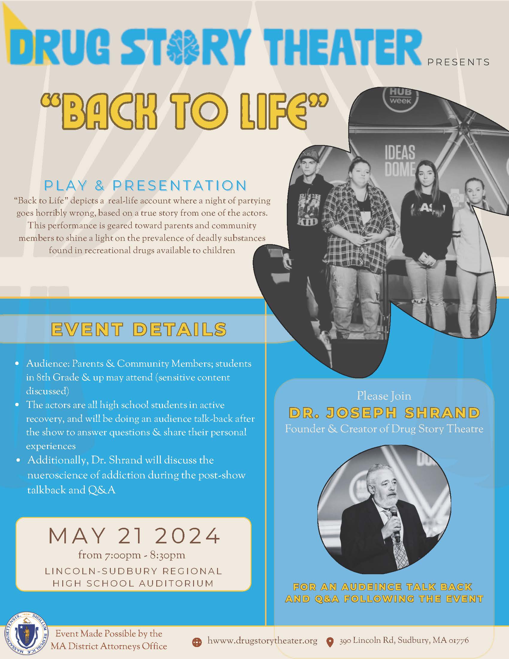 Drug Story Theatre Event Flyer - LS