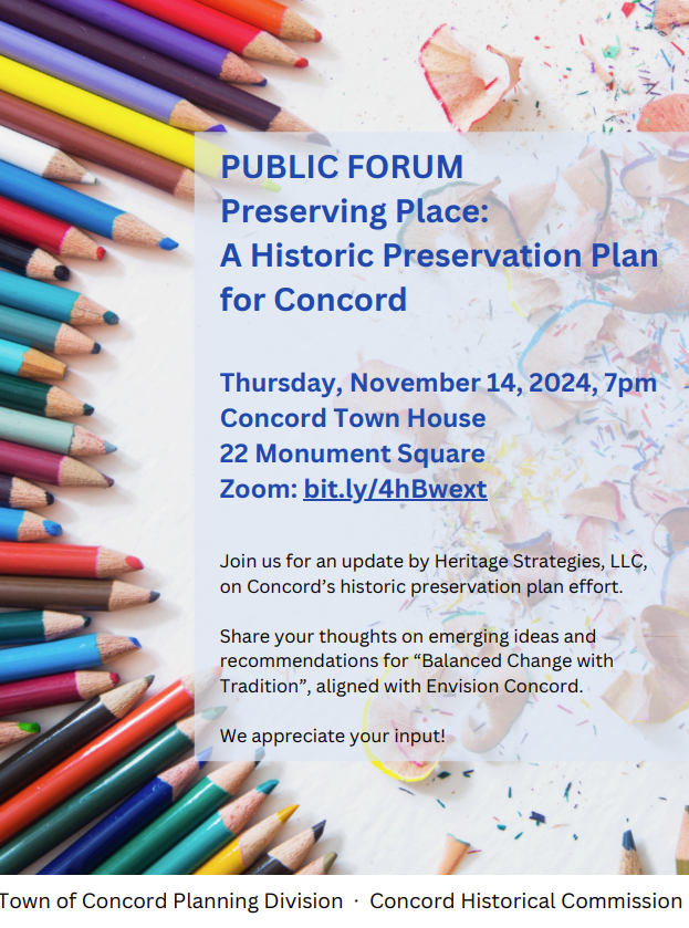 Historic Preservation Public Forum flyer Nov 14, 2024