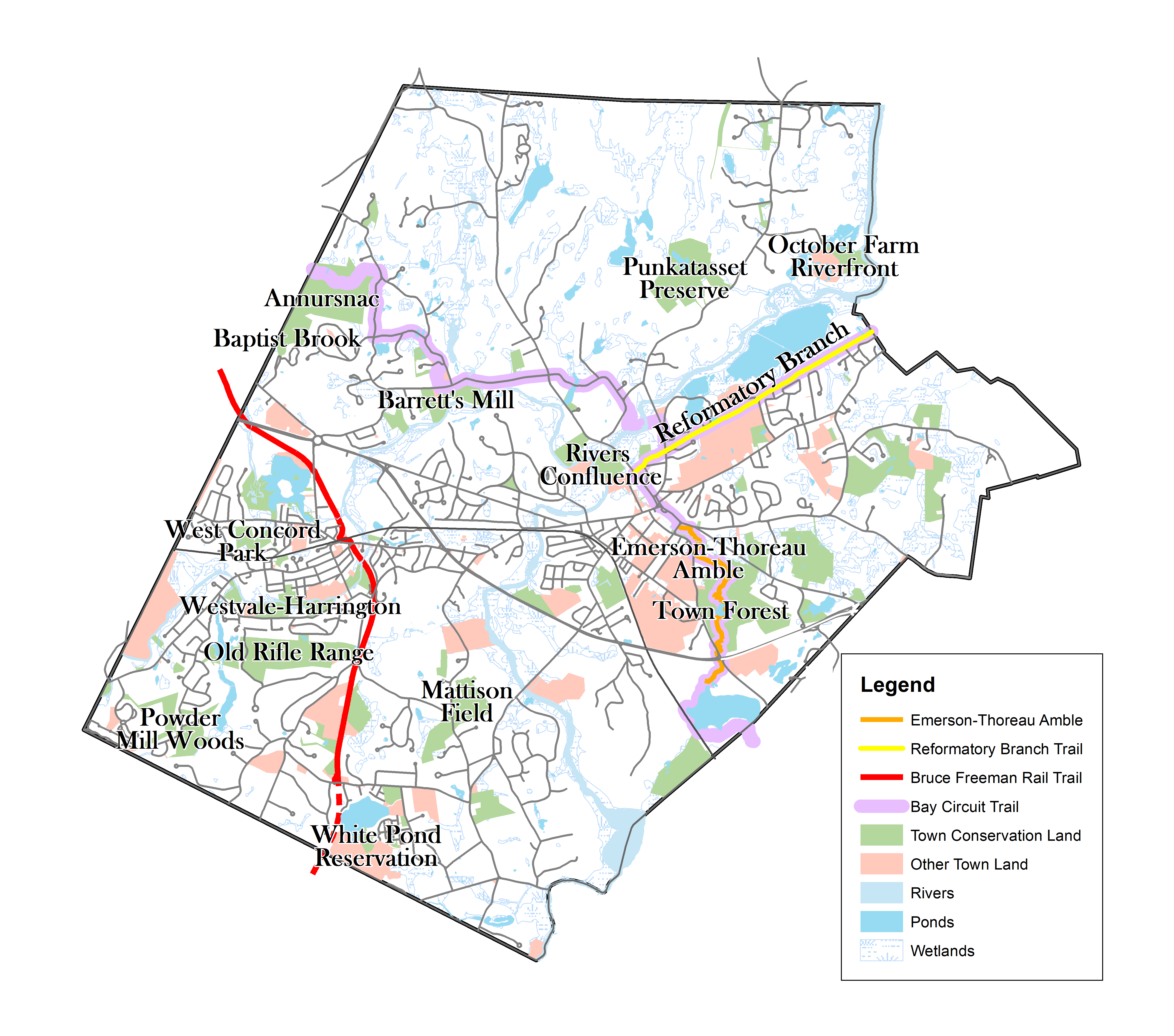 Major Conservation Lands Overview Townwide Map