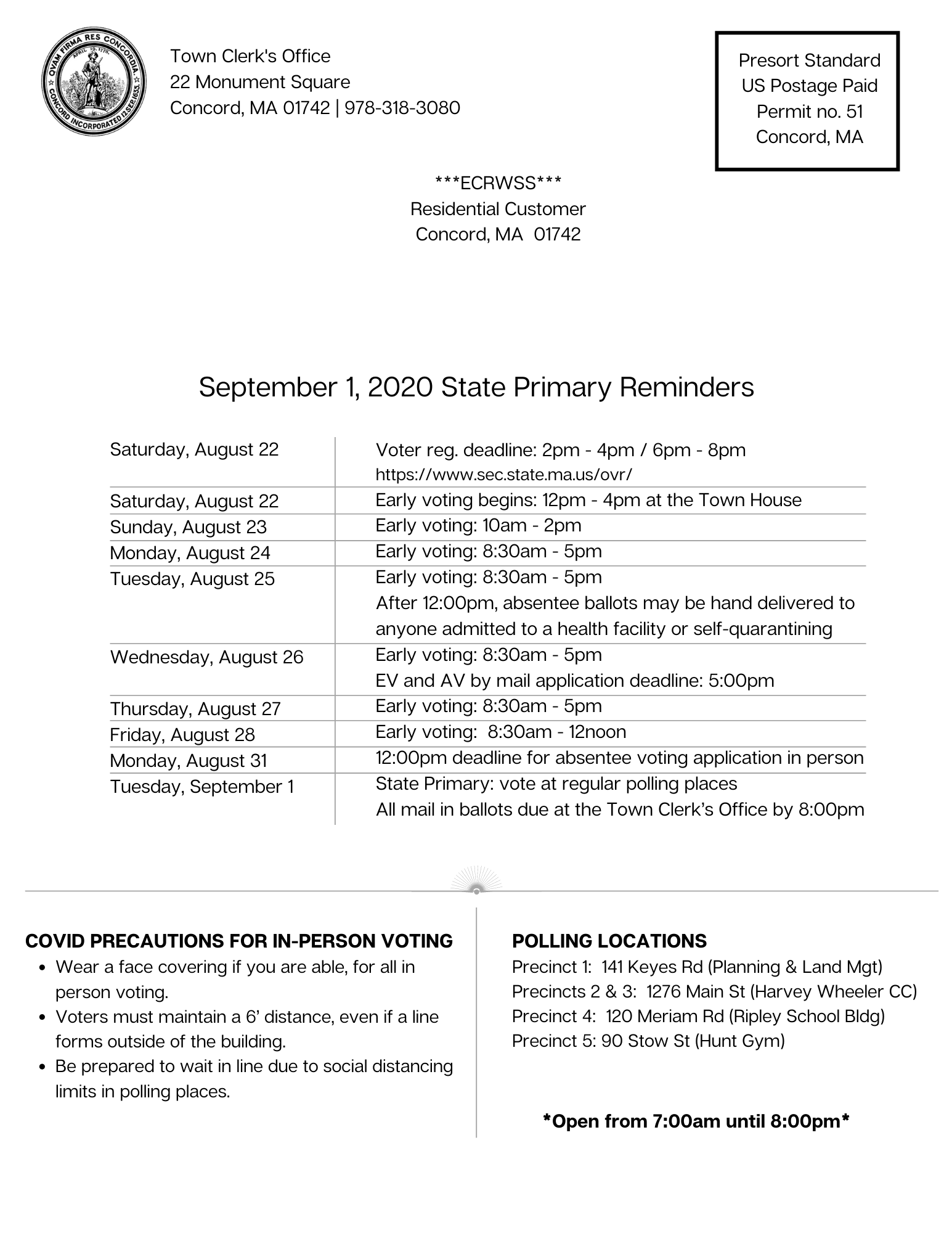 September 1, 2020 State Primary Reminders 