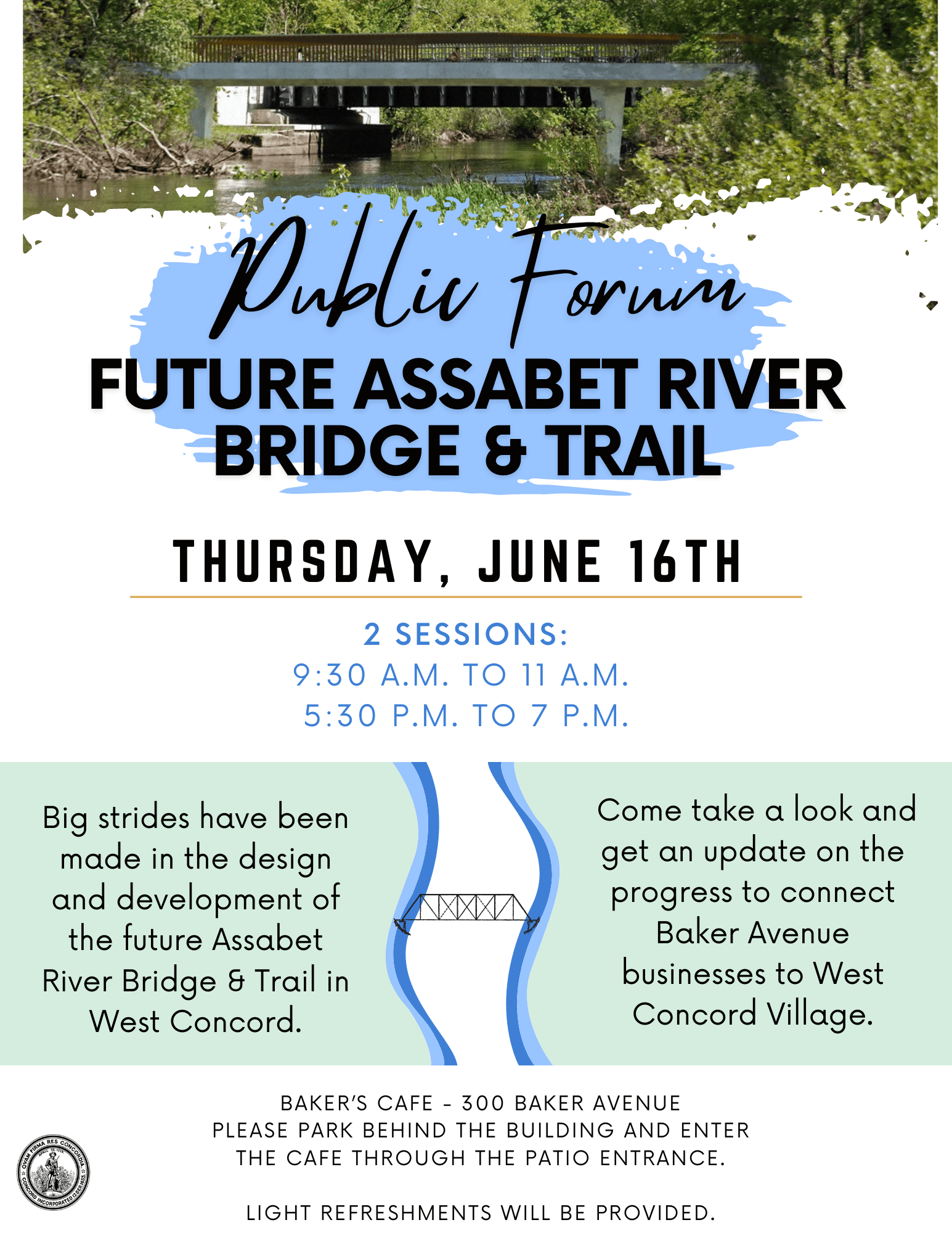 Assabet River Public Forum June 16th with two sessions: 9:30 a.m. to 11 a.m. or 5:30 p.m. to 7 p.m.