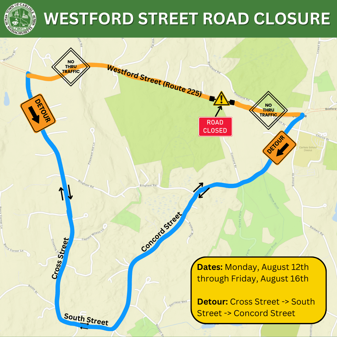 Westford Street Road Closure Map