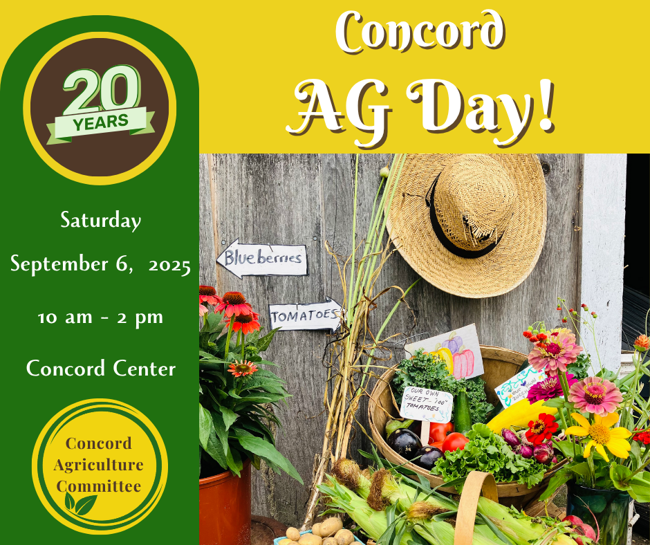 Flowers, straw hat against a green & yellow back drop.  Ag Day, Sept. 6, 2025 